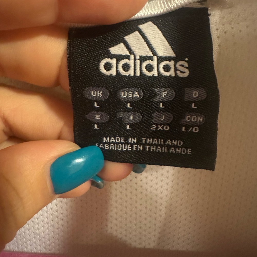 Adidas Track Jacket White with Blue Stripes - Picture 3 of 4